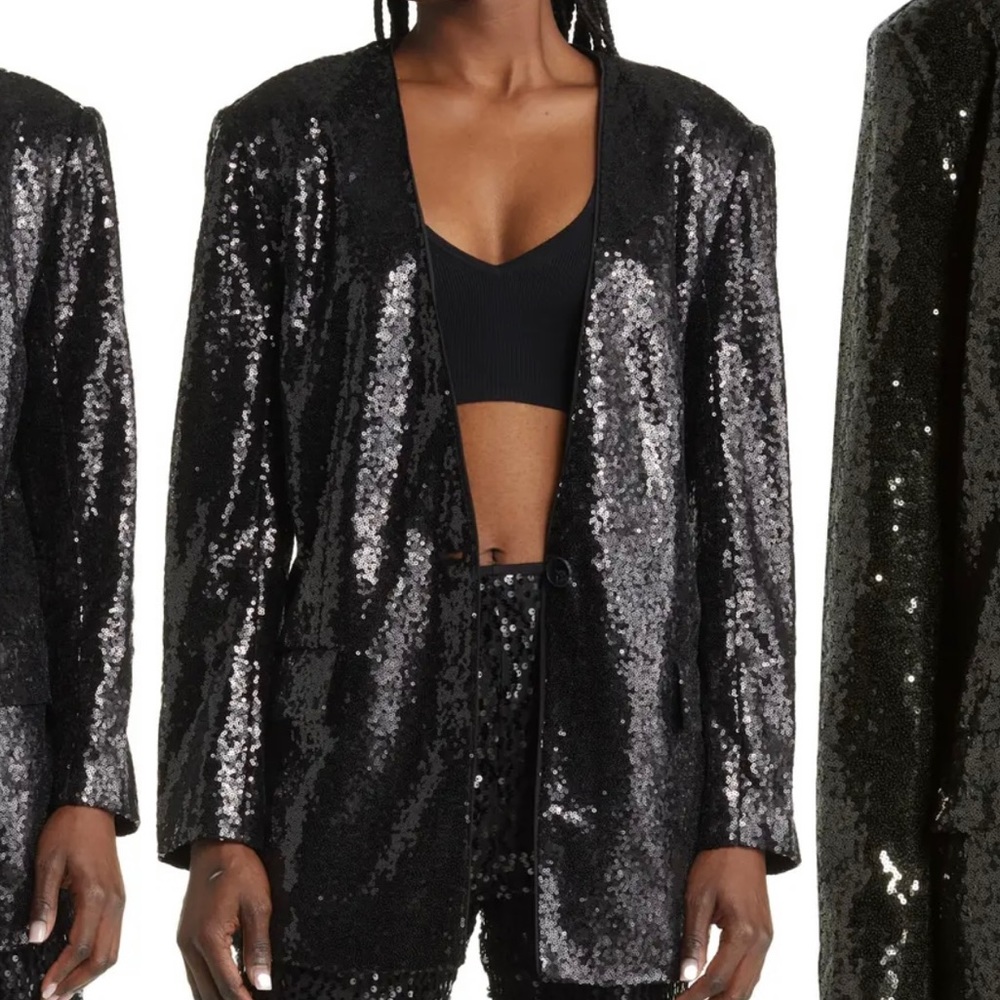Open Edit Black Sequin Blazer